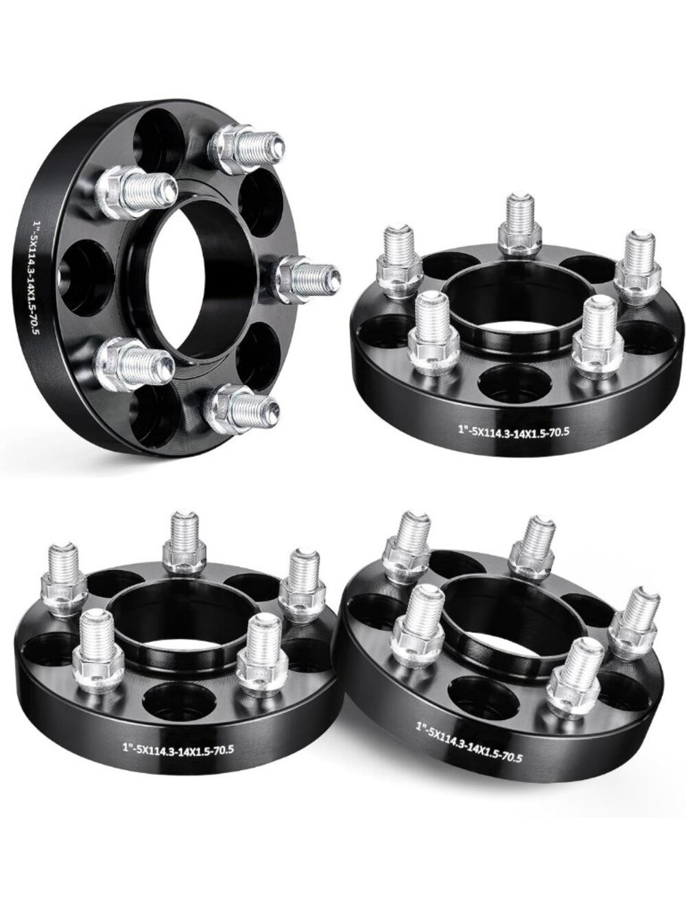 5x4.5 Wheel Spacers 1 Inch Hubcentric, 70.5mm Bore, M14x1.5 Studs for Enhanced